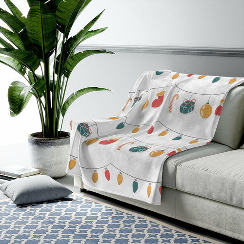 Christmas Lights Plush Blanket Throw
